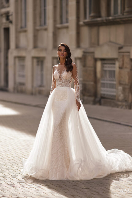 Rochie de mireasa tip sirena cu trena Bellara 022-scaled