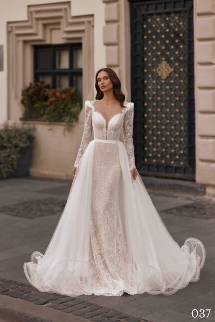 Rochie de mireasa tip sirena cu trena Bellara 037-1-scaled